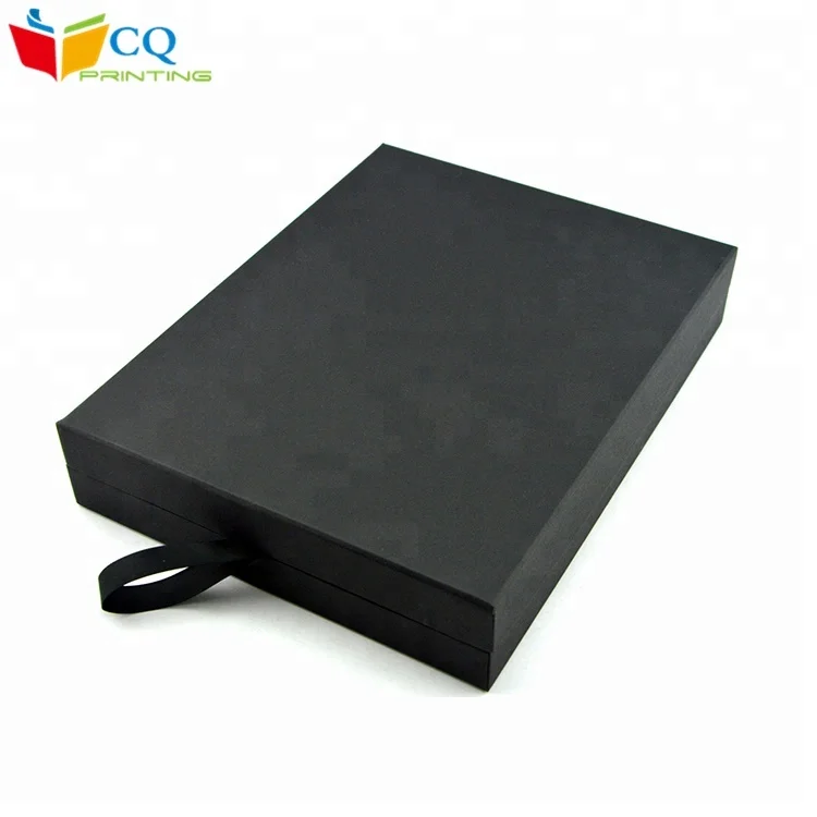 Wholesale black card customized cardboard gift flip top paper box	for jewelry packing , china black cardboard box manufacturers