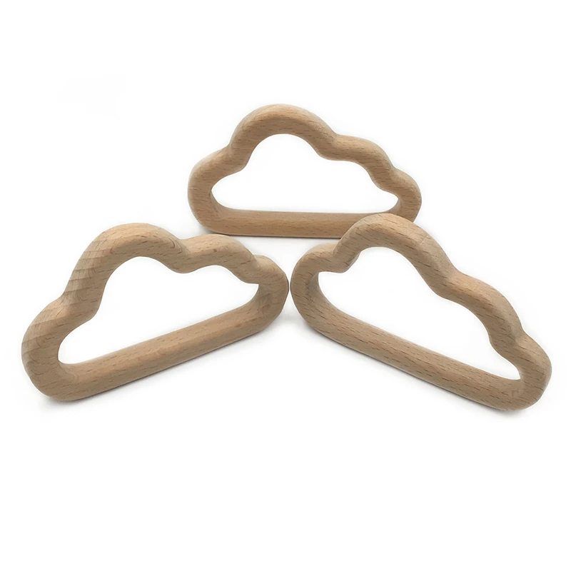 Wholesale Custom Natural Beech Wooden Teether For Teething Wood Teether Toys for Baby