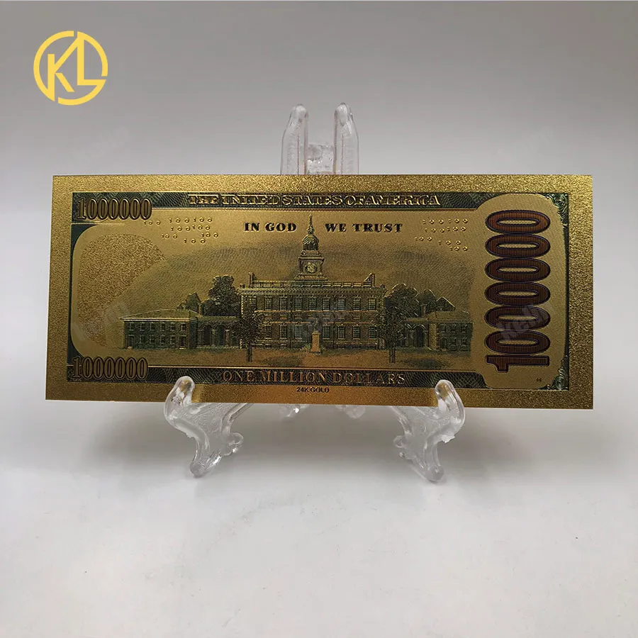 KL 1000000 US dollar Gold 999999 Plastic money Banknote for SpiderMan fans collection and gifts