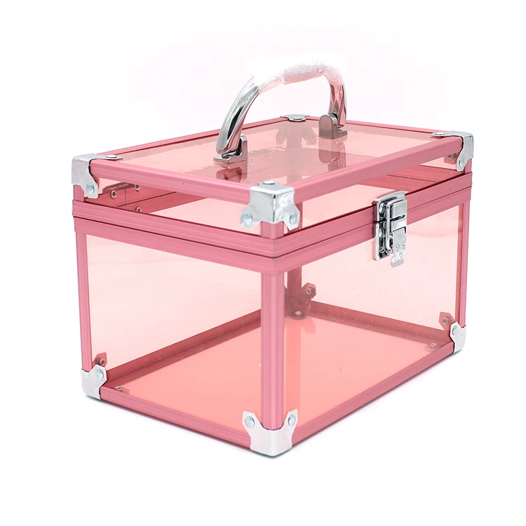 
Custom Pink Aluminum Train Beauty Acrylic Makeup Case 