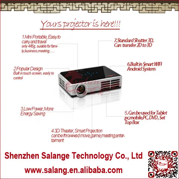 Высокая люмен 600 Люмен DLP Проектор 1280x800 HD Смарт 2D конвертировать 3D карманные проекторы для Главная/образование