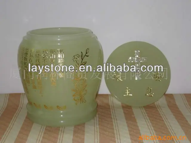 High quality Chinese agate jade urns with customizable text inexpensive adult urns