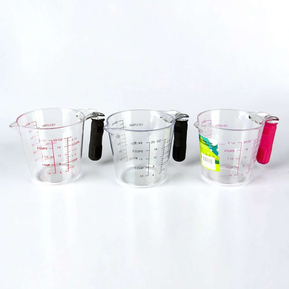 
Kitchen 600ml plastic measuring cup with TPR handle PS measuring jug with OEM 4 sizes spoons 