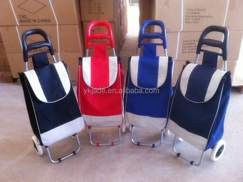 Fashion designers Model foldable shopping trolley canvas shopping cart supermarket foldable colorful handle carry carts