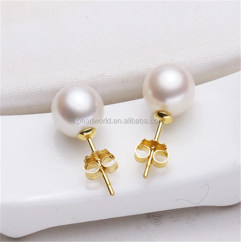 FEIRUN 6.5-7mm round 3A natural freshwater pearl earring real pearl, 925 silver earring pearl, big natural pearl earring