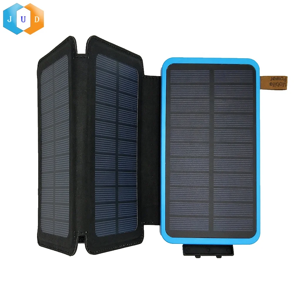 2022 New Outdoor Portable 2 Panel Foldable Backpack Solar 10000Mah Power Bank Charger for Mobile Phone