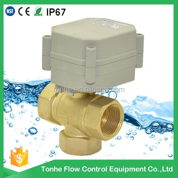 3 way motorized ball valve 12v 24v mini auto water shut off electric valve