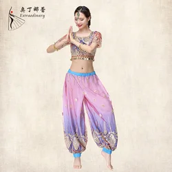 China Manufacturer Hot Selling Adult Female Indian Dance Pants Blue Belly Dance Set Cheap