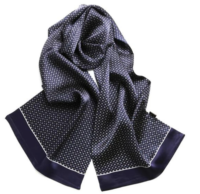 No MOQ High End Custom Digital Print Pure Silk Men Scarf  Double Layer Long Neckerchief Men