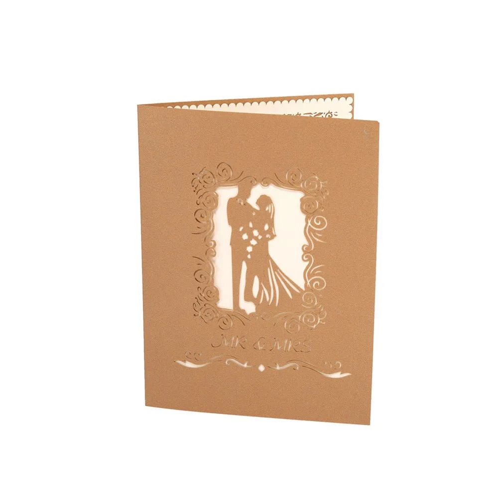 Customise Printing Laser Cut Luxury Handmade 3D Pop up Wedding Invitation Cards