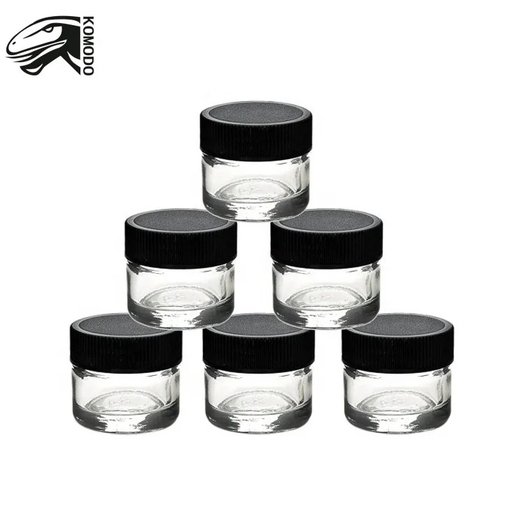 
New Arrival OEM Logo 5ML Small Transparent Round Childproof Glass Jar with Custom Packing 