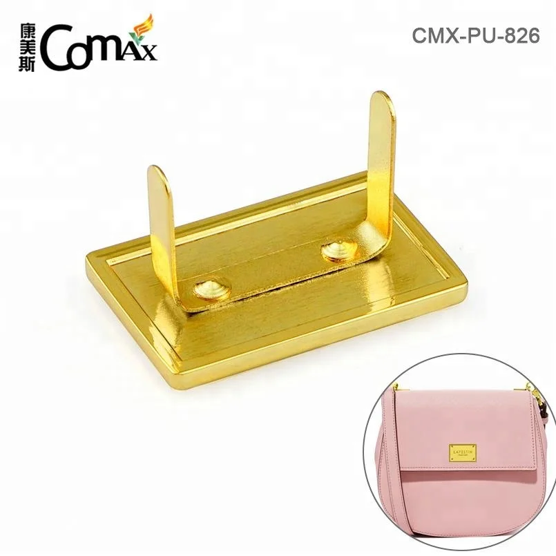 30*20mm Gold Metal Label with 4 Decorative Rivets for Handbags