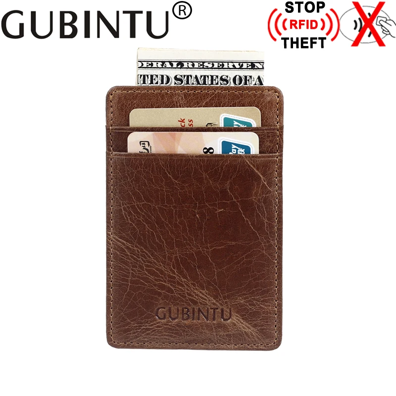 
Customized leather slim mini rfid card holder 