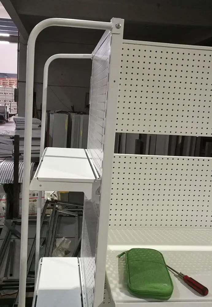 gondola end unit shelving with hanging side frame with heavy duty panel