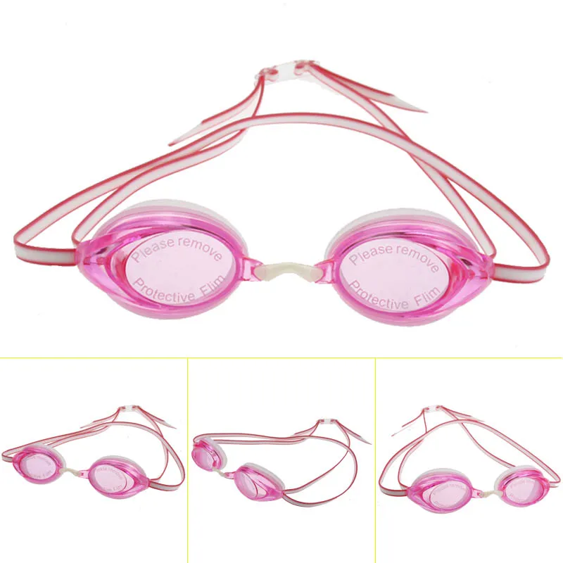 Professional anti-UV transparent lens adjustable belt silicone swim goggles