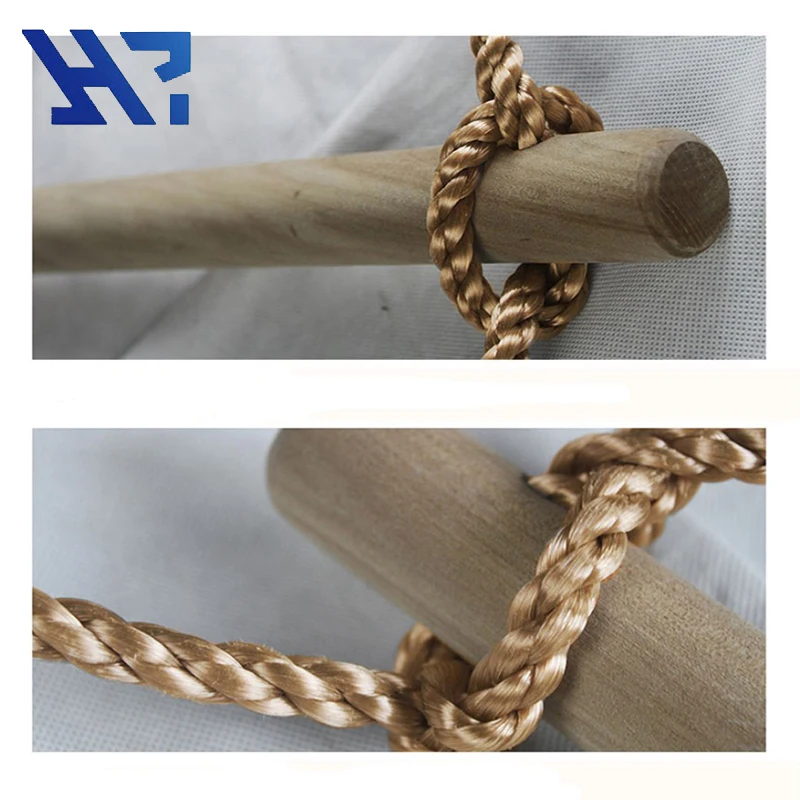 Rainbow Wooden Plastic Climbing Rope Ladder Tree Swing Set With Hanging Ninja Obstacle Course For Outdoor Garden  Backyard Sale