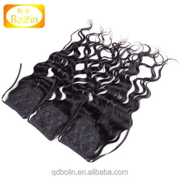 Wholesale cheap price Malaysian virgin remy human hair drawstring ponytail