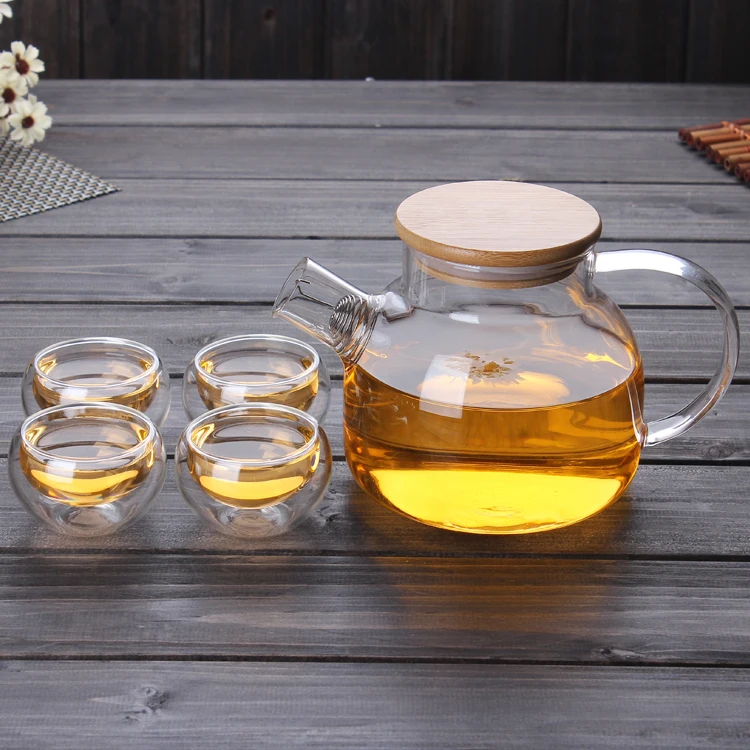Glass Teapot Transparent Coffee Pot Borosilicate Glass Coffee Tea Set with Cup