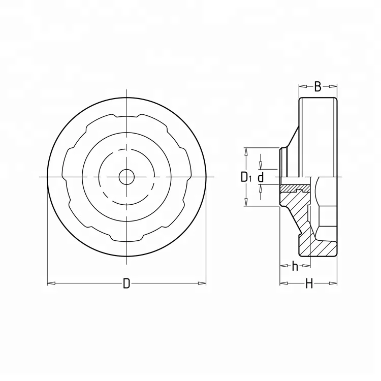 Hot sale black M8 valve aluminium corrugated handwheel