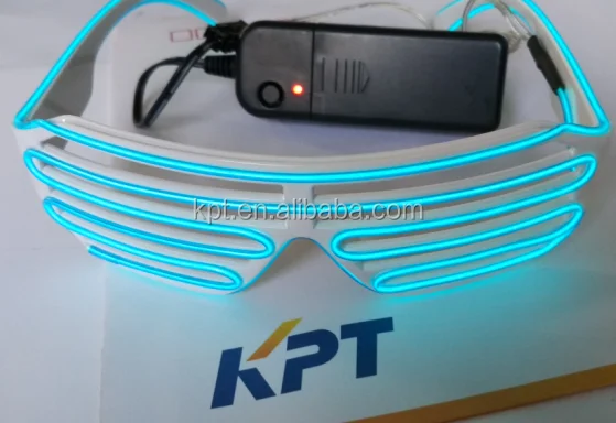 Manufacturer EL lighting 10 color sunglasses, rave party glowing shutter sunglasses, 3V battery inverter glowing sunglasses
