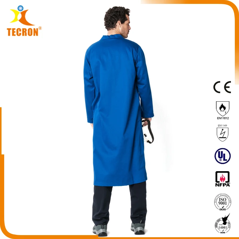 Customized TC chemical resistant long jacket customized acid resistant long lab coat acid resistant workwear