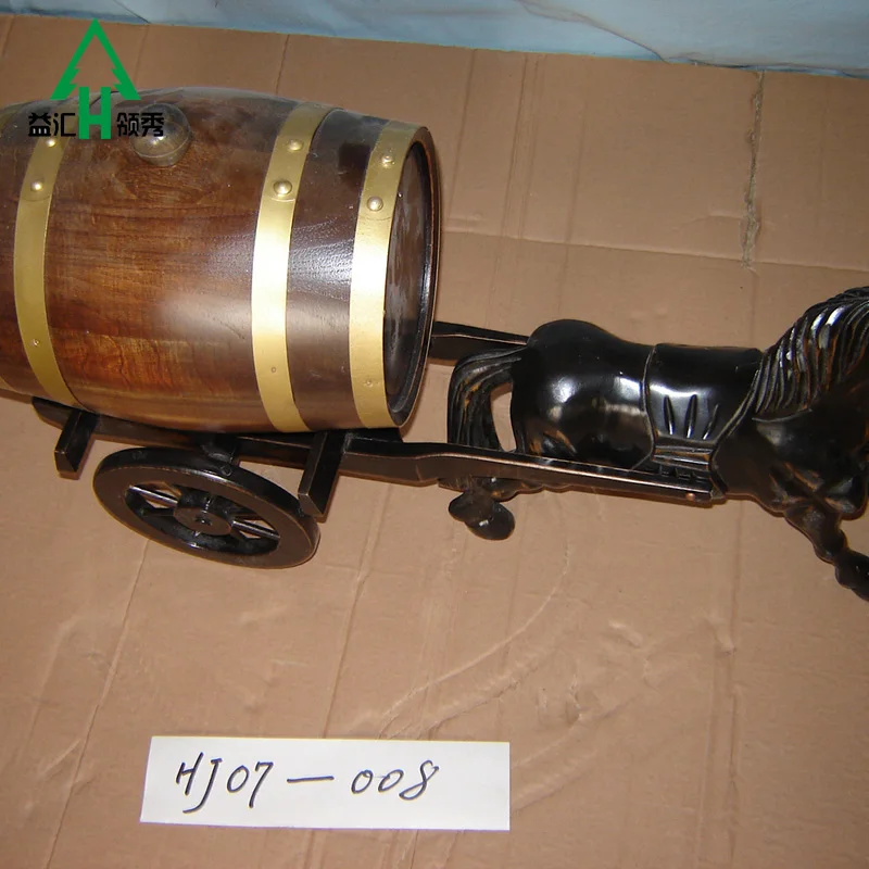 
Wood Ice Wine Beer Barrel Bucket With Horse Stand 