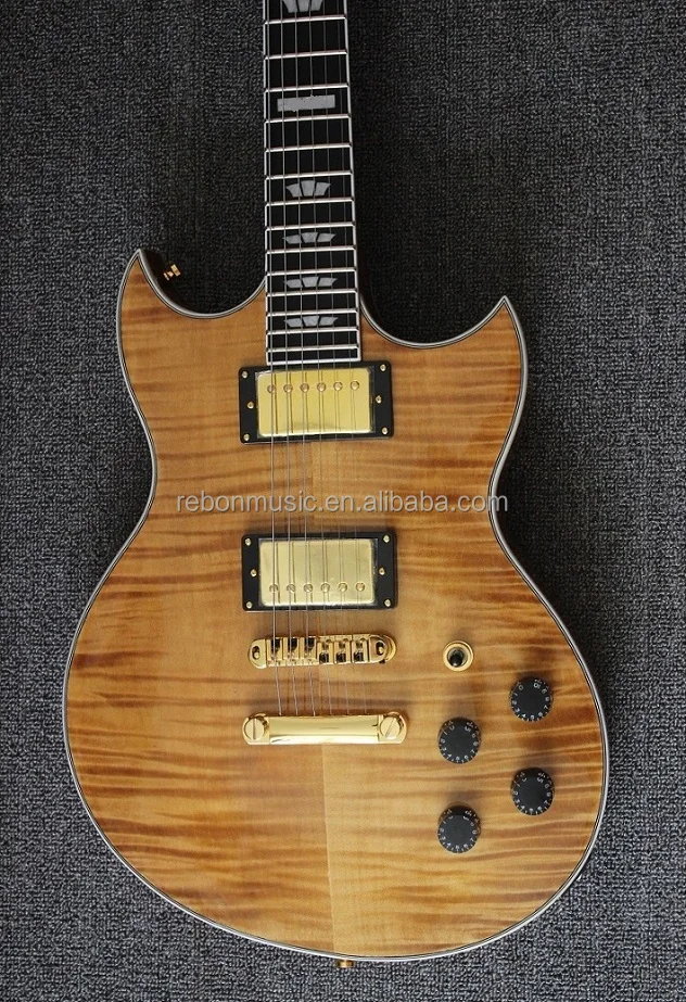 Weifang Rebon 6 String LP double cut flamed maple electric guitar
