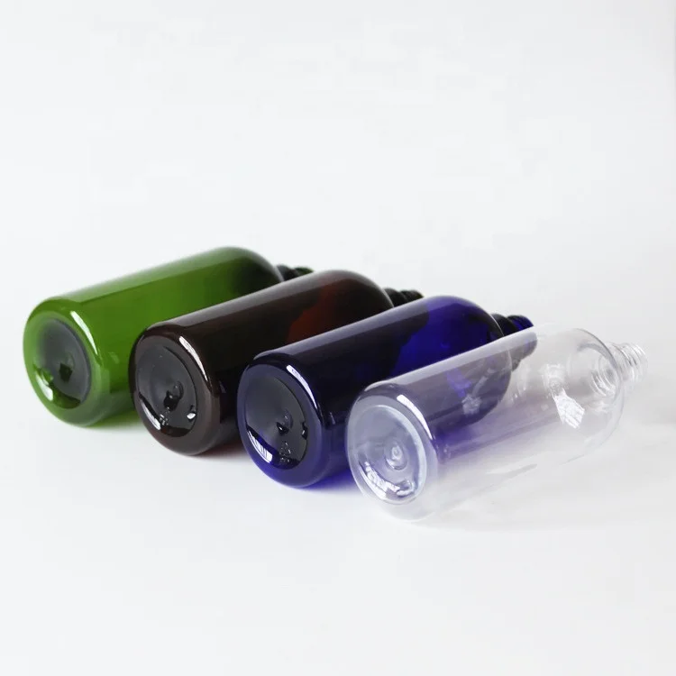 
250ml 500ml 1000ml green blue amber clear PET plastic shampoo boston bottle with white clear black pump shampoo liquid dispenser 