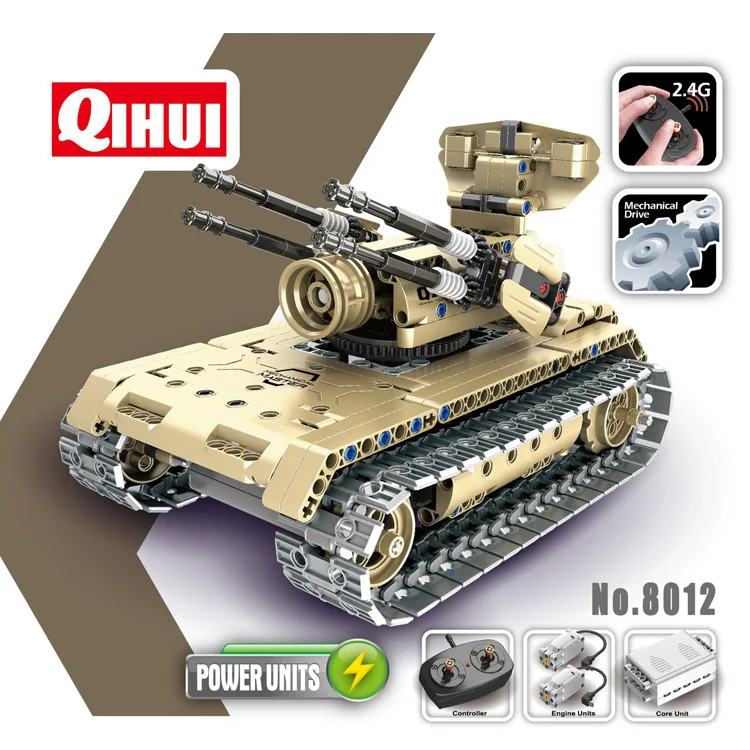 QIHUI remote control tank huge family kids playing learning child building block toy
