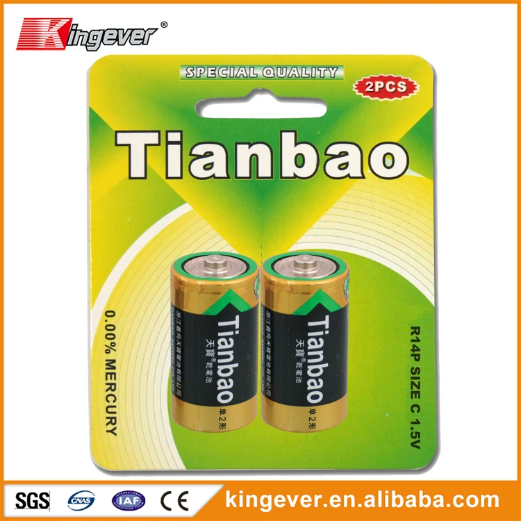 high duty sub um2 size 1.5v dry cell c r14 alkaline battery
