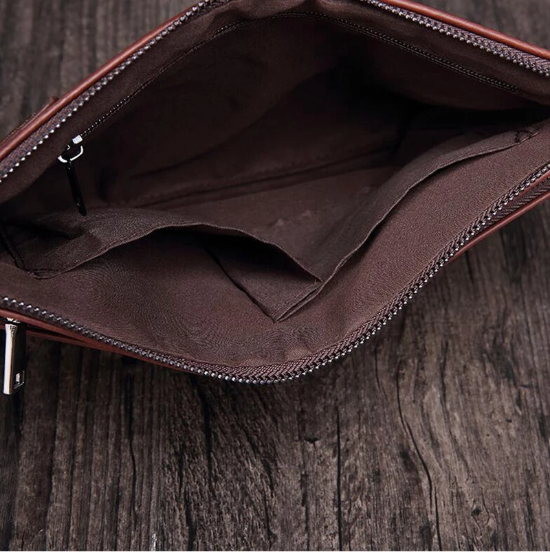 Dreamtop DTD061 brown artificial PU leather hand purse men clutch bag for Ipad wallet