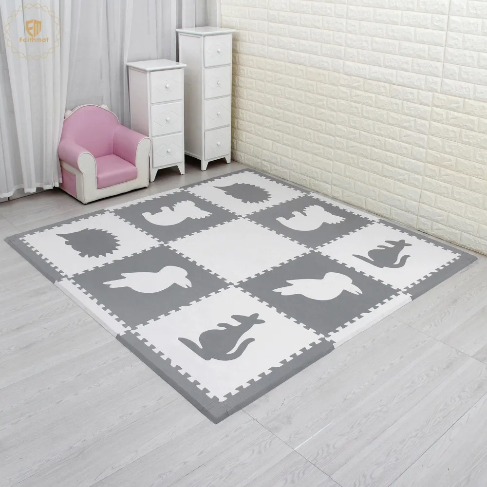 9 Pcs Animals Pattern Carpet EVA Foam Puzzle Mats For Kids Floor Play Mat