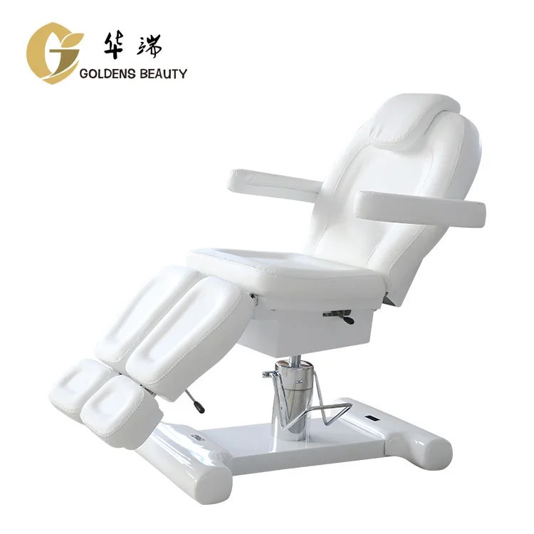 Leather Hydraulic Massage Table Split Leg Adjustable Swivels Beauty Bed