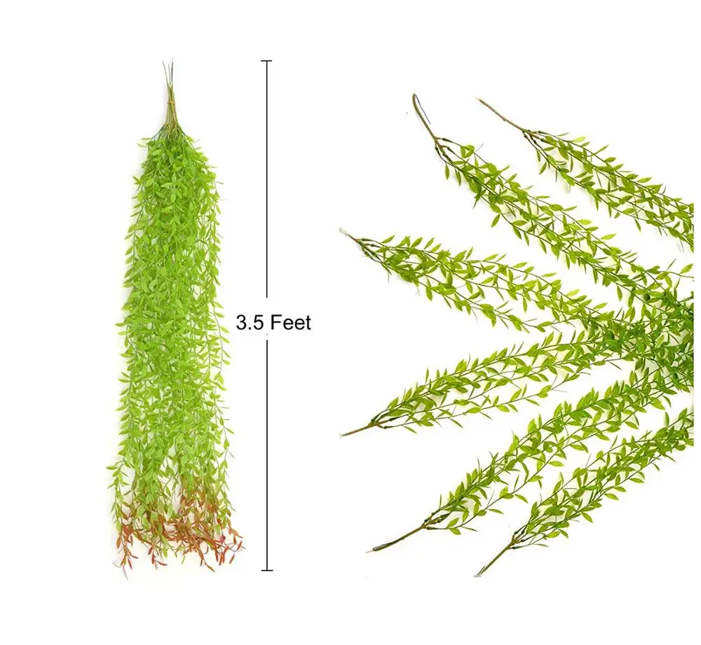 Greenery Garland Hanging Plant Artificial with Willow Leaf Faux Greenery Leaves for Table Chairs Backdrops Backyard Indoor Decor