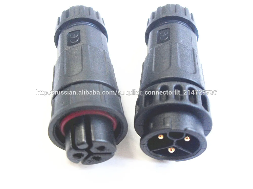 3 Pin LED Lighting Outdoor Cable Connectors Waterproof Bulkheads