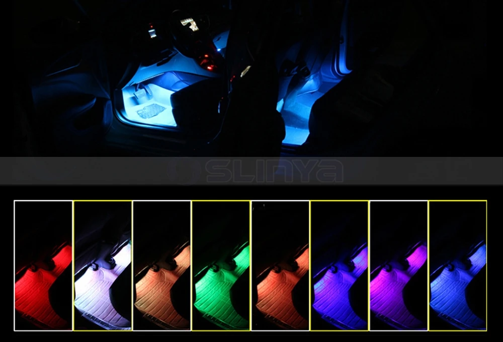 Car Interior Atmosphere Decoration Music Remote Control RGB SMD Flexible Led Light Strip