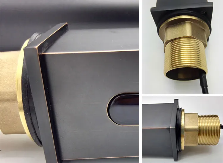 Black finishing brass material circle sensor water mixer faucet for lavatory wachroom