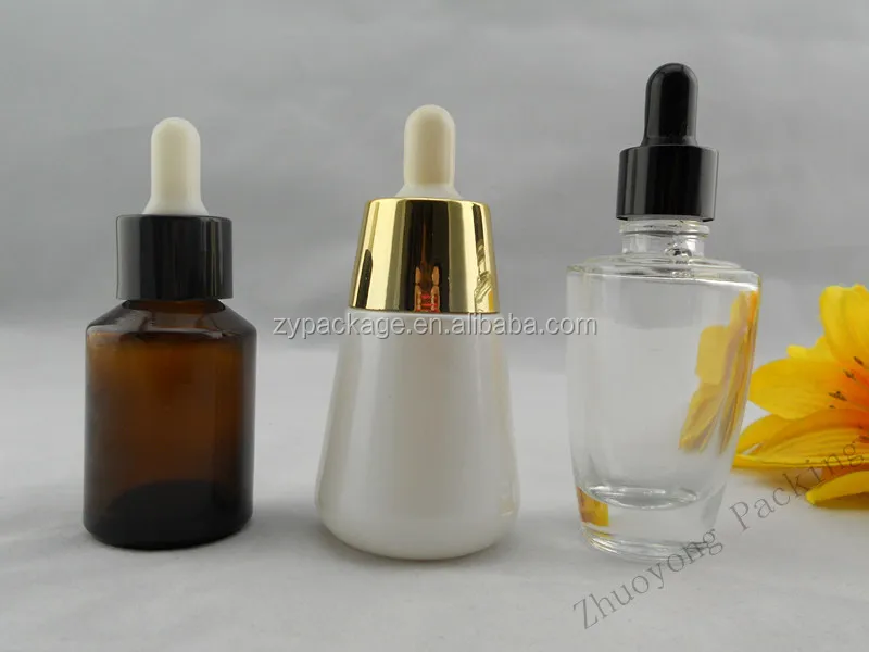 Factory Wholesale 30ml 50ml bell shape glass dropper bottles Cone shape white essential oil bottle perfume serum bottles