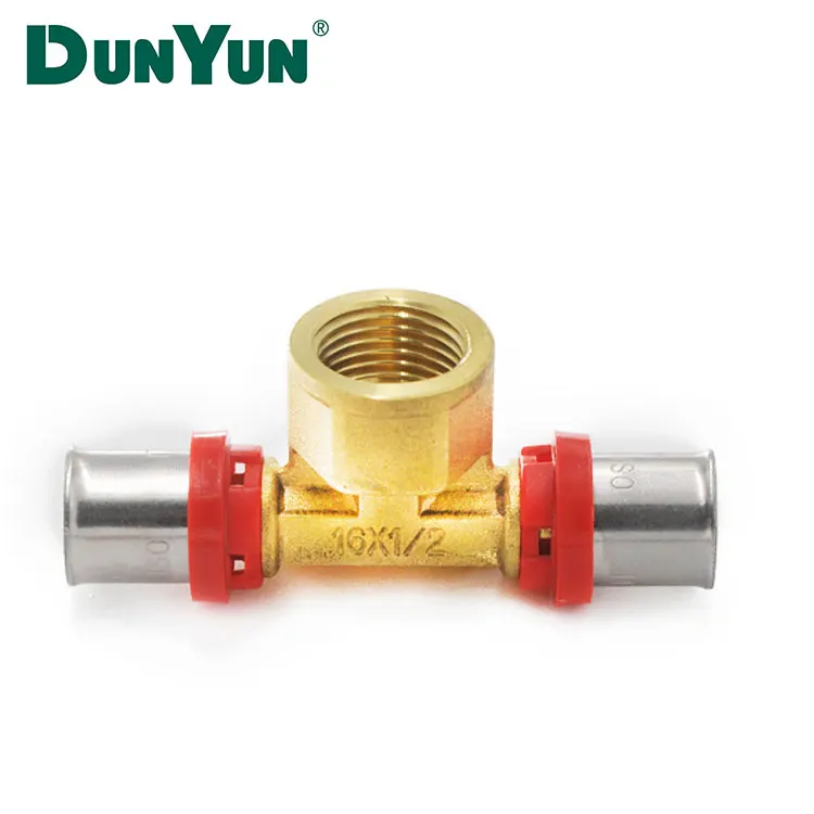 Brass Multilayer Pipe Fitting Press Tee 3 Way Tube Connector