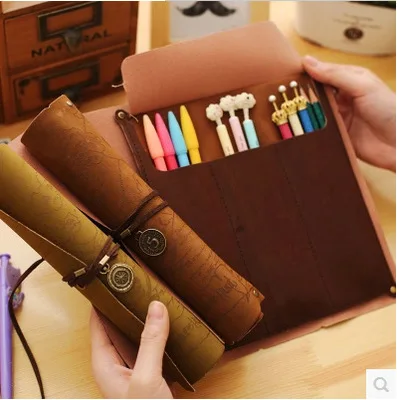 
Antique pirate Tibetan treasure map imitation leather bag high quality pencil case 