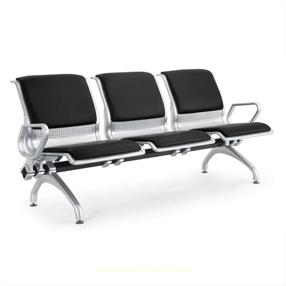 Popular public barber aluminum waiting chairs with PU seating