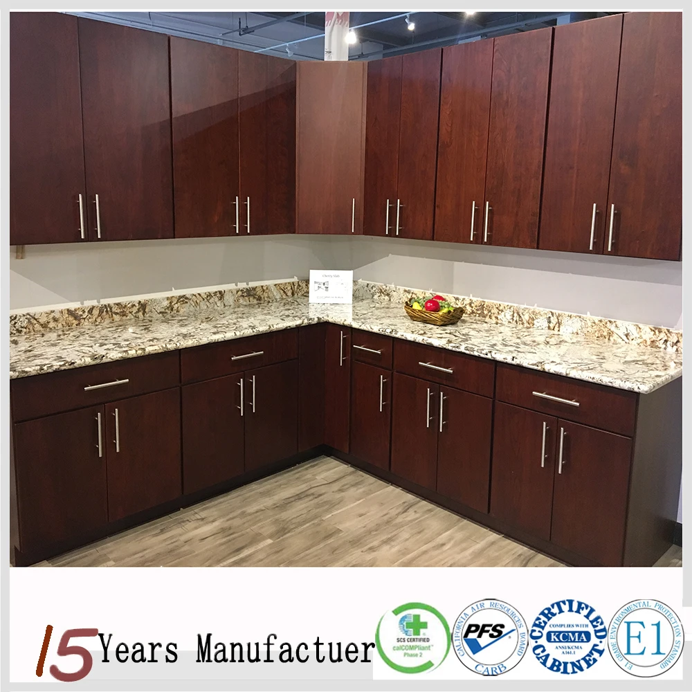 
Modern American Standard Wood Grain Laminate Kitchen Cabinet Design 