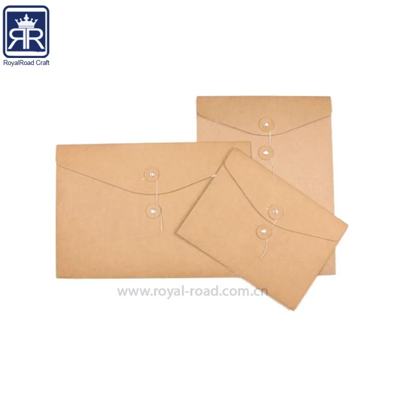 Logo Custom Size Made Kraft Paper file folder with clip and flap