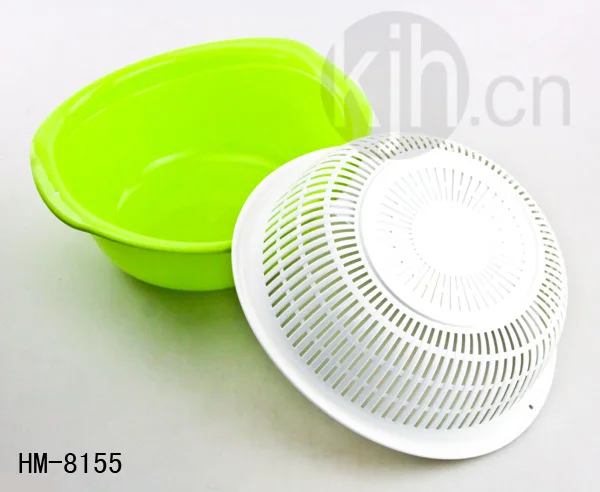 KJH LIVE Wholesales 4.8L Kitchen Round Shape Double layer Vegetable Plastic Sieve Drying Basket