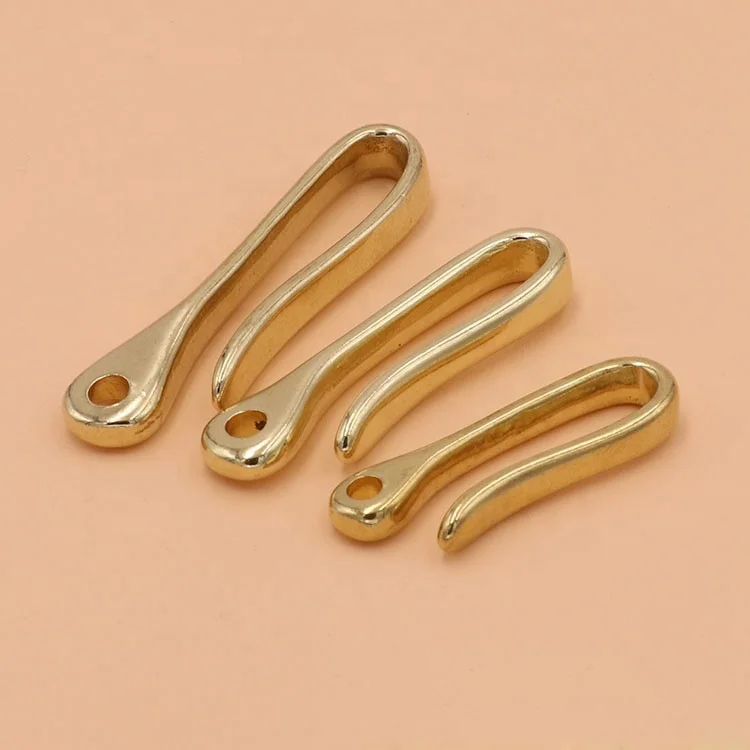 Functional brass U hook key loop belt pocket clip brass hook keychain