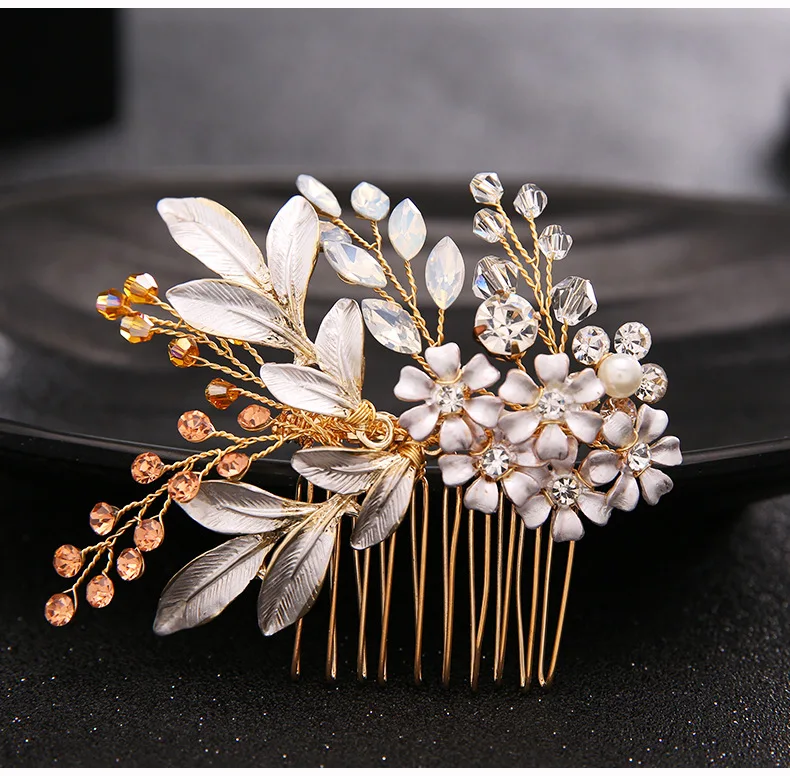 Wedding Accessories Hand-knitted Bridesmaid Hair Comb Headpiece Wedding Bridal Pearl Crystal Hair Comb