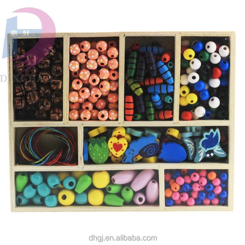 Deluxe String Along Bead Kit,Wood DIY jewelry Kit for Kids