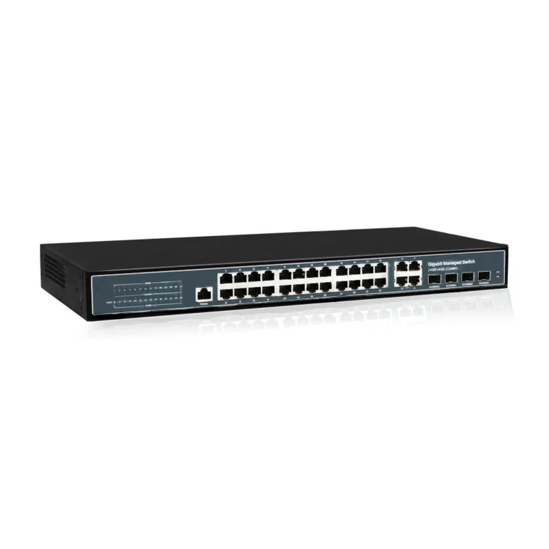 OEM 24 Port 10/100/1000Mbps Poe Switch+4 Combo RJ45 SFP Gigabit Fiber Slot