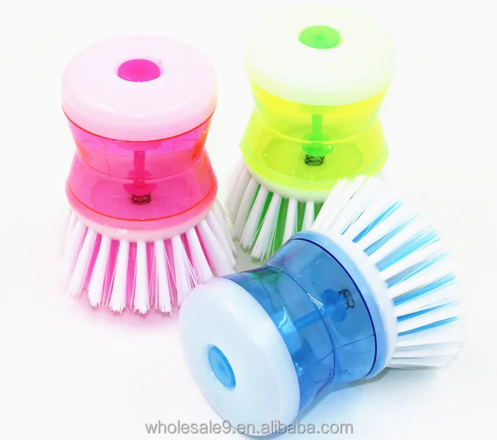 High quality plastic pan brush, dish brush with soap dispenser, kitchen cleaning brush