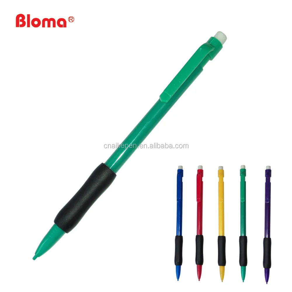 Cheap Cost Custom retractable plastic mechanical pencil with rubber grip handling for office and school